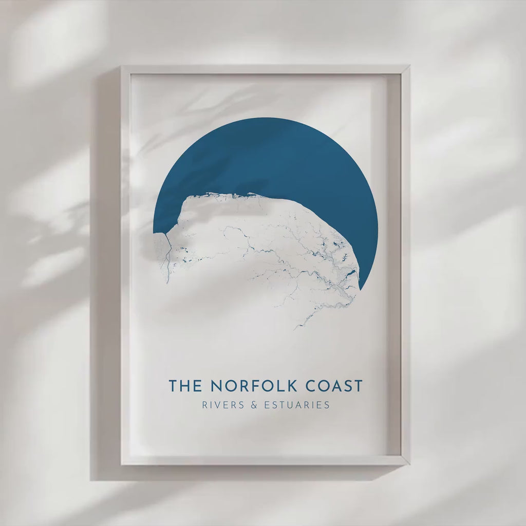 Norfolk Map Art - Norfolk Coast, Blakeney Point, Cromer, Norfolk Print, Burnham Market, Norfolk Poster, Holkham, Norfolk Rivers, UK Map