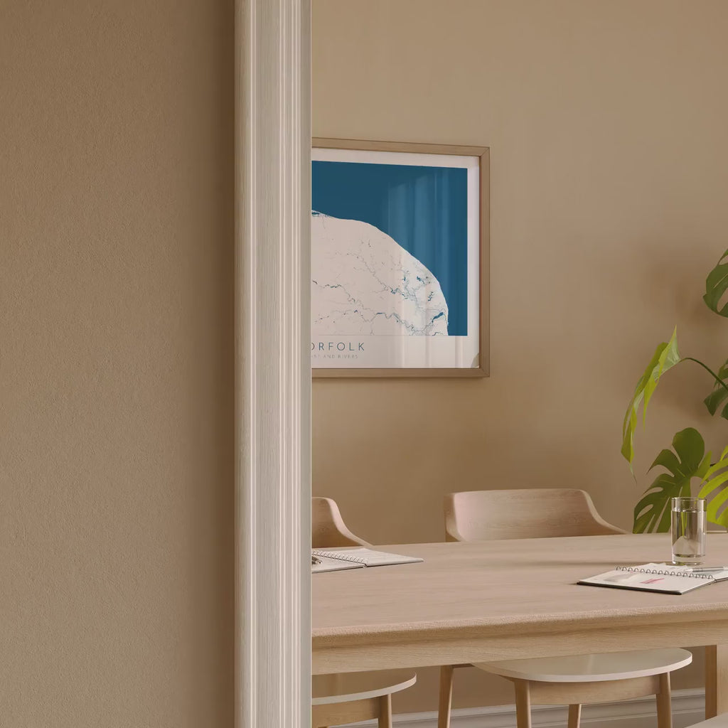 Norfolk Map Art Print - Norfolk Coast Poster, Norfolk Travel Print, Norfolk Rivers, Blakeney Point, Cromer art, Burnham Market, Holkham Art