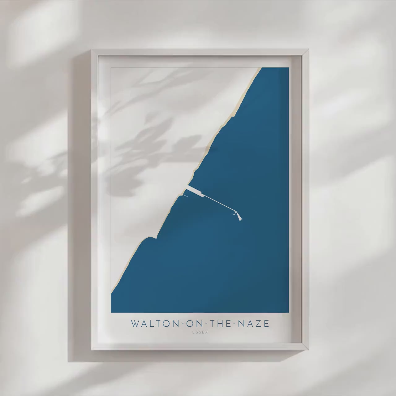 Walton-on-the-Naze Map Art - Essex Map, Walton-on-the-Naze Essex Art, Frinton Beach, Walton-on-the-Naze Beach UK, Colchester Map, Essex Art