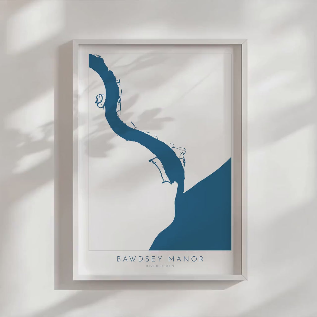 River Deben, Bawdsey Manor Map -  Suffolk Map, Suffolk Coast, Felixstowe Travel Print, Bawdsey Beach Suffolk, Woodbridge Print, UK Rivers