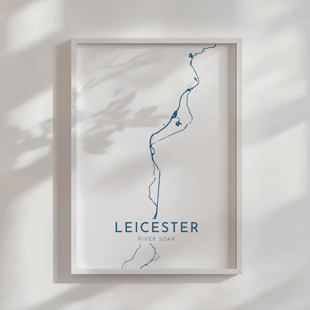 Leicester Map Art - Leicester Print, River Soar Map Art, Leicester UK Map Art, Leicester Travel Print, River Soar, UK City Map Art