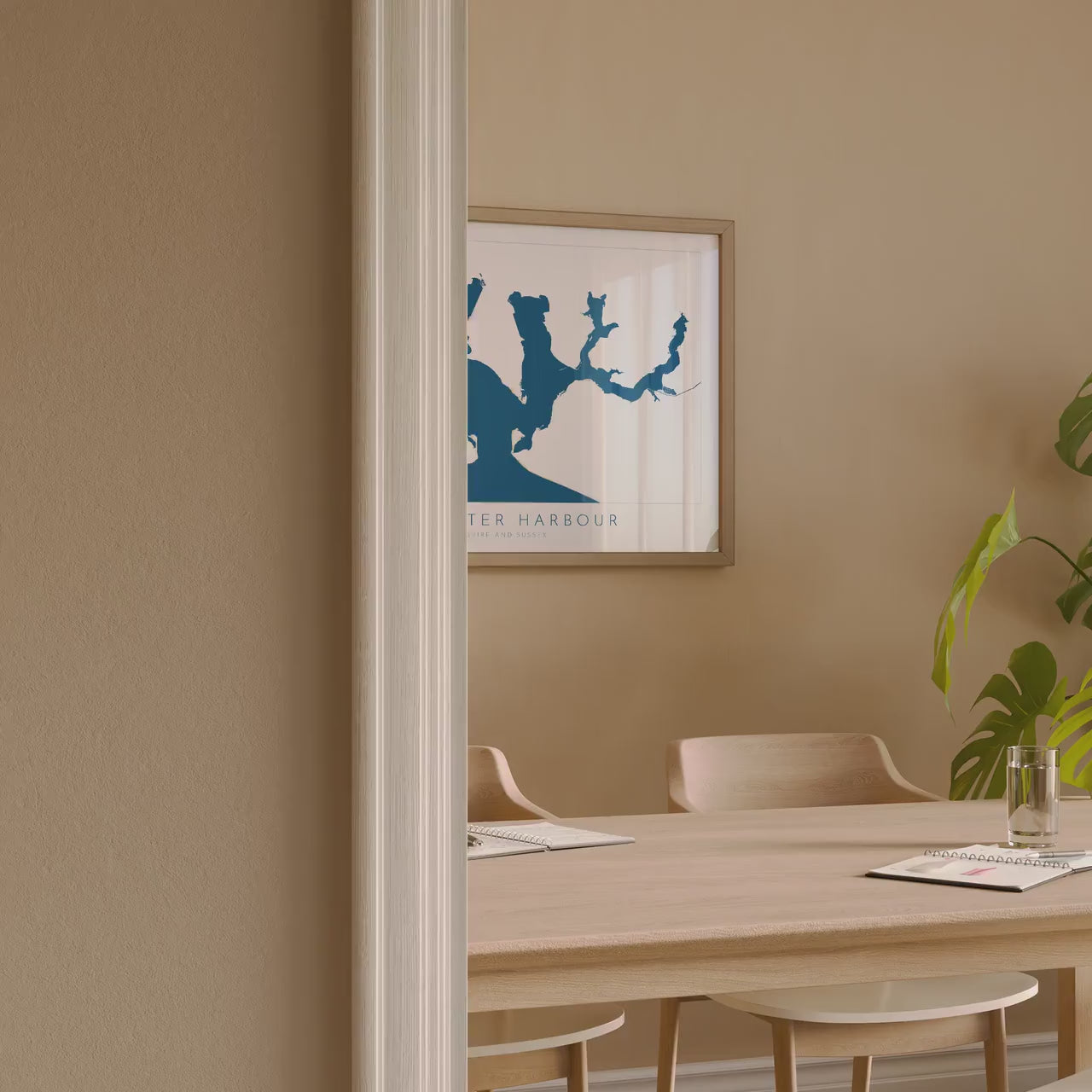 Chichester Harbour Map Art Print - Hampshire Map Art, Chichester print, Nautical Map Art UK, Hayling Island Map, Sailor Gift, Nautical Gift