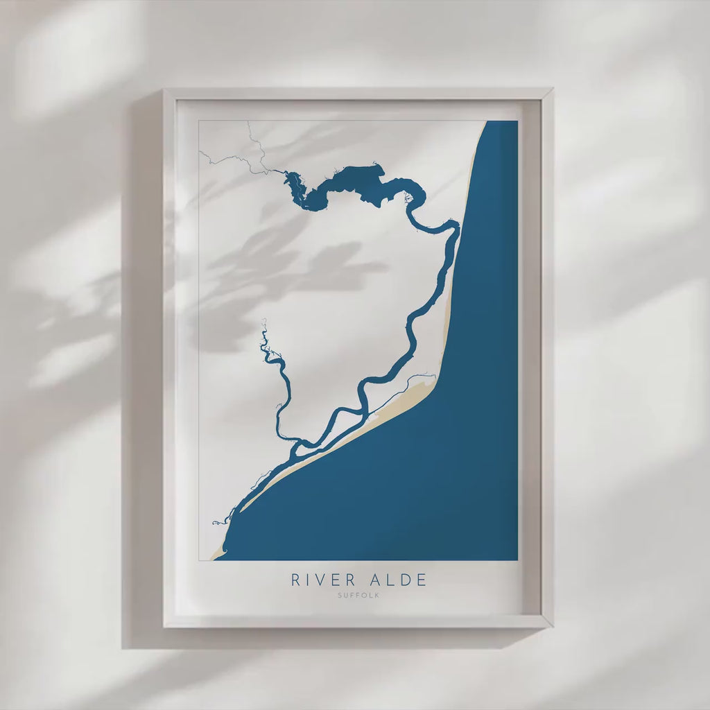River Alde Map Art - Suffolk Map, River Alde, Aldeburgh Art, Orford Suffolk Art, Suffolk Coast, Shingle Street, Suffolk Travel Print UK