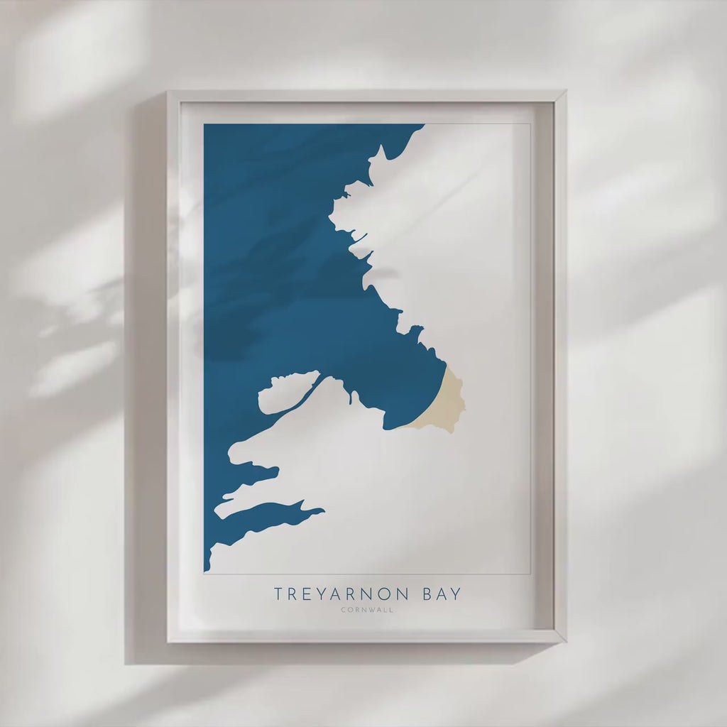 Treyarnon Bay Map - Treyarnon Bay Cornwall Art, Cornwall Map, Cornwall Coast Map, North Cornwall Coastline, Cornwall Beach Print